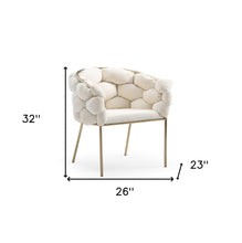 White Geo Velvet and Brushed Brass Velvet Dining Chair