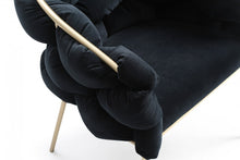 Black Geo Velvet and Brushed Brass Velvet Dining Chair