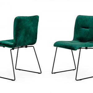 Set of Two Emerald Green Velvet Dining Chairs