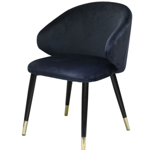 Set of Two Blue Velvet Dining Chairs