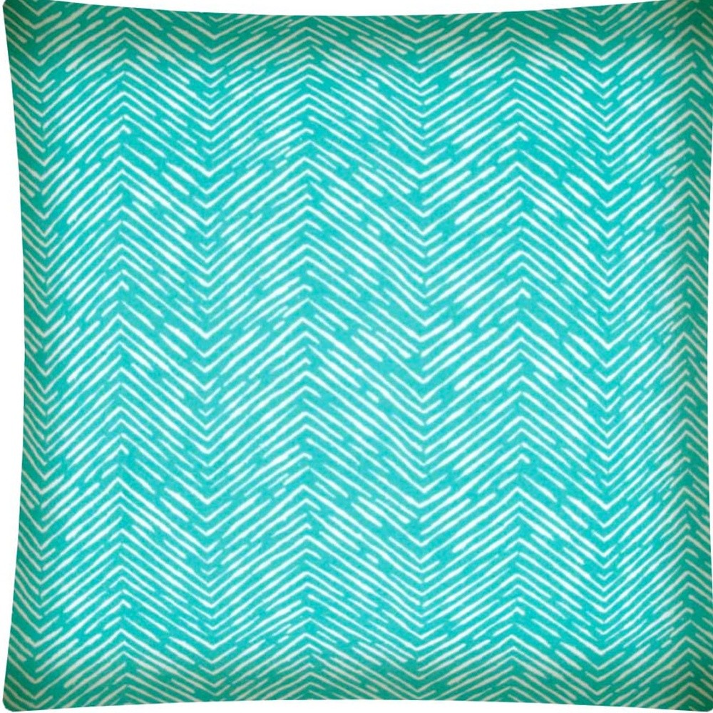 17" X 17" Turquoise And White Zippered Polyester Chevron Throw Pillow Cover