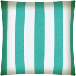 17" X 17" Turquoise And White Zippered Polyester Striped Throw Pillow Cover
