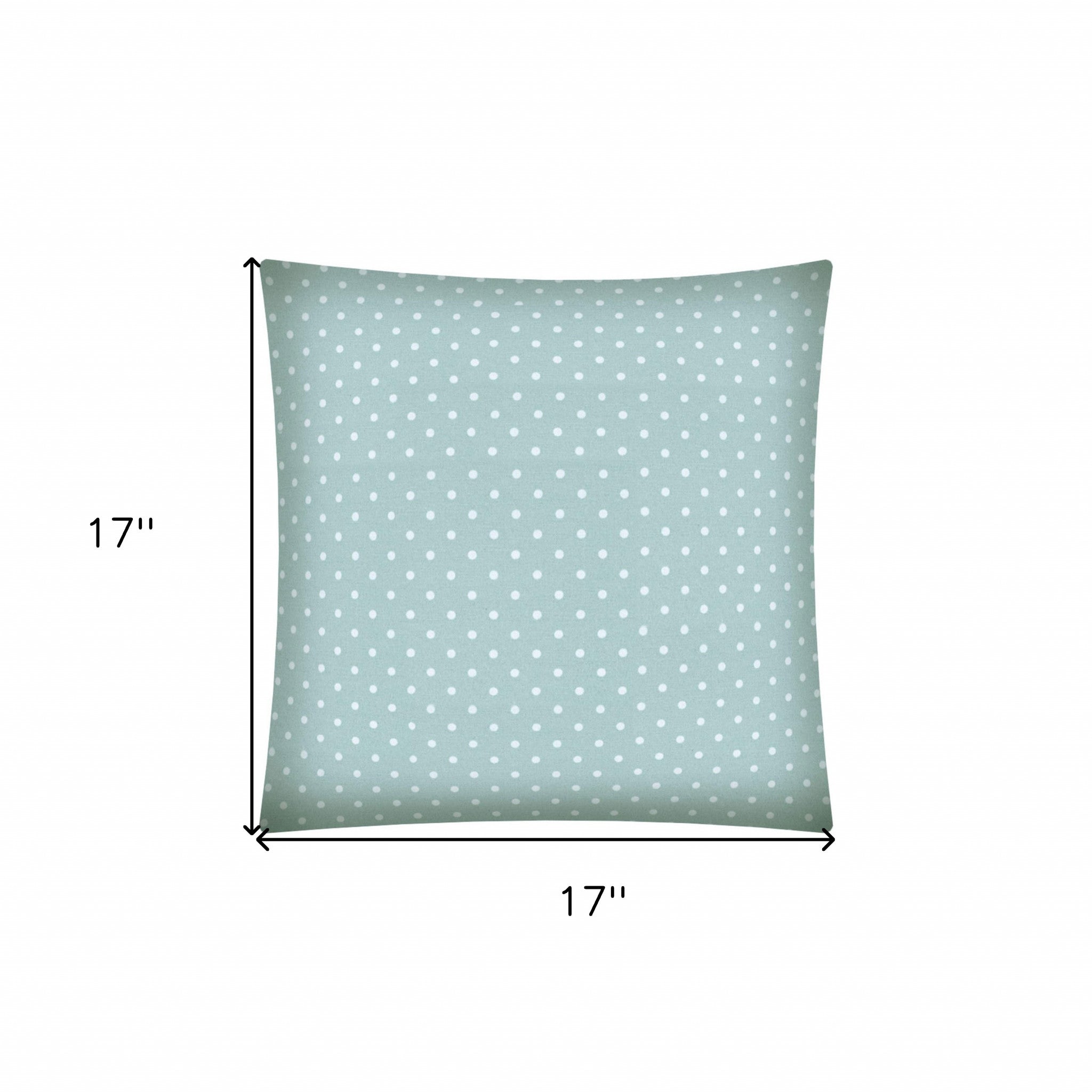 17x17 Seafoam And White Zippered Polyester Polka Dots Throw Pillow Cover