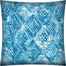17x17 Blue And White Zippered Polyester Ikat Throw Pillow Cover