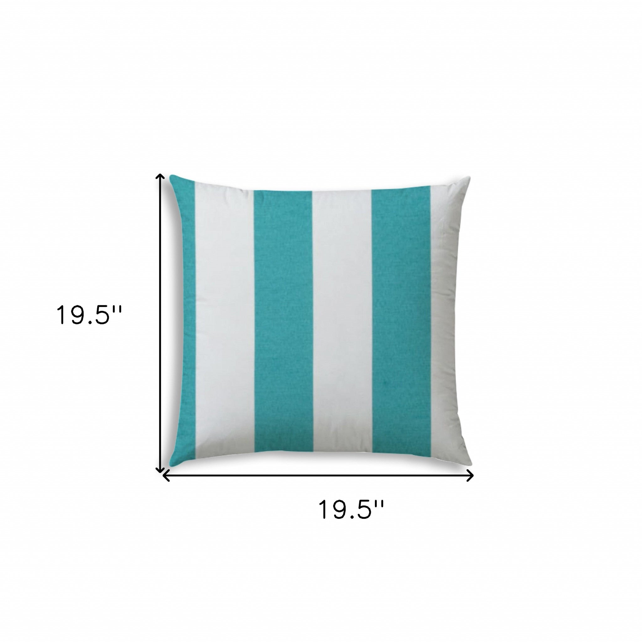 20" X 20" Turquoise And White Zippered Polyester Striped Throw Pillow Cover