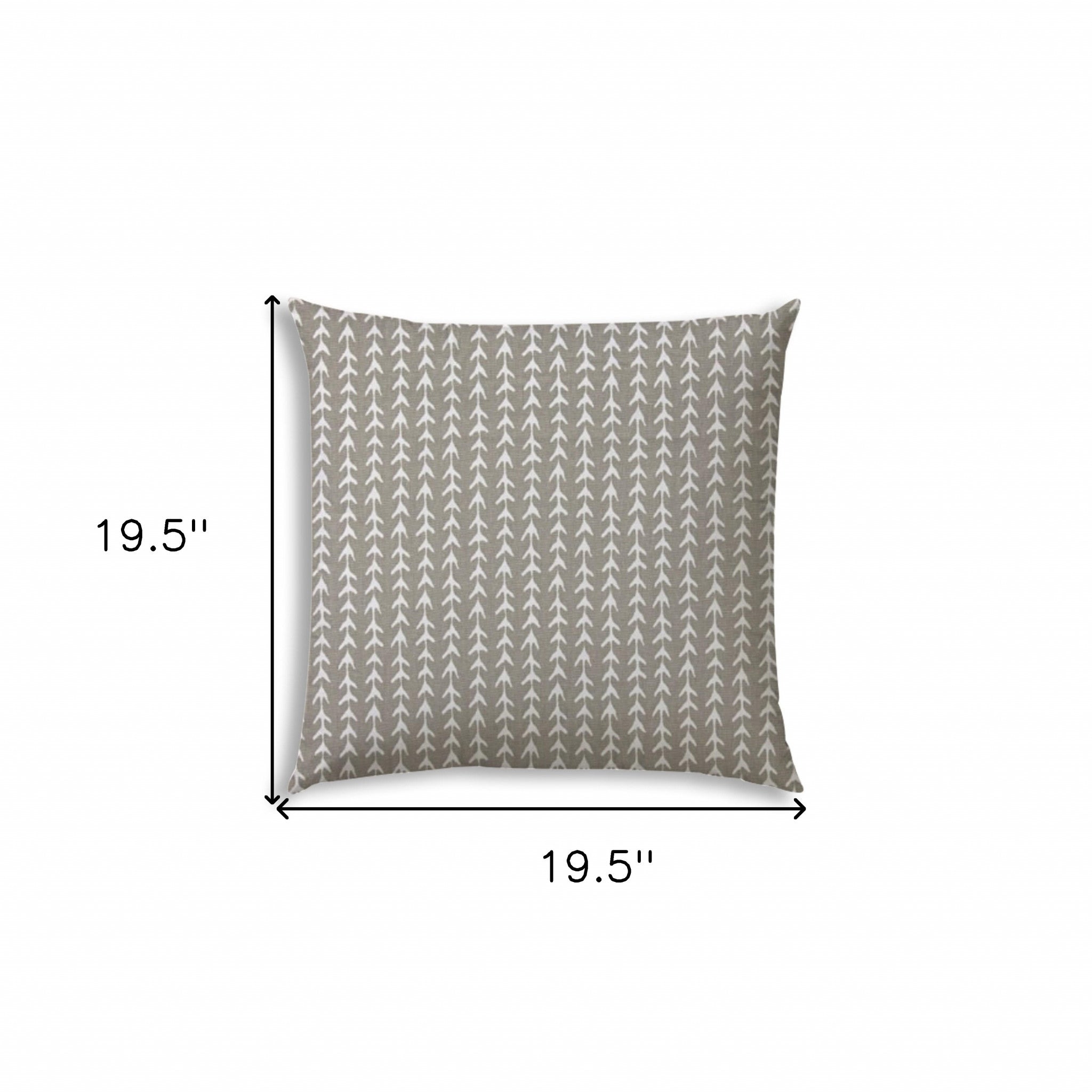 20" X 20" Taupe And White Zippered Polyester Geometric Throw Pillow Cover