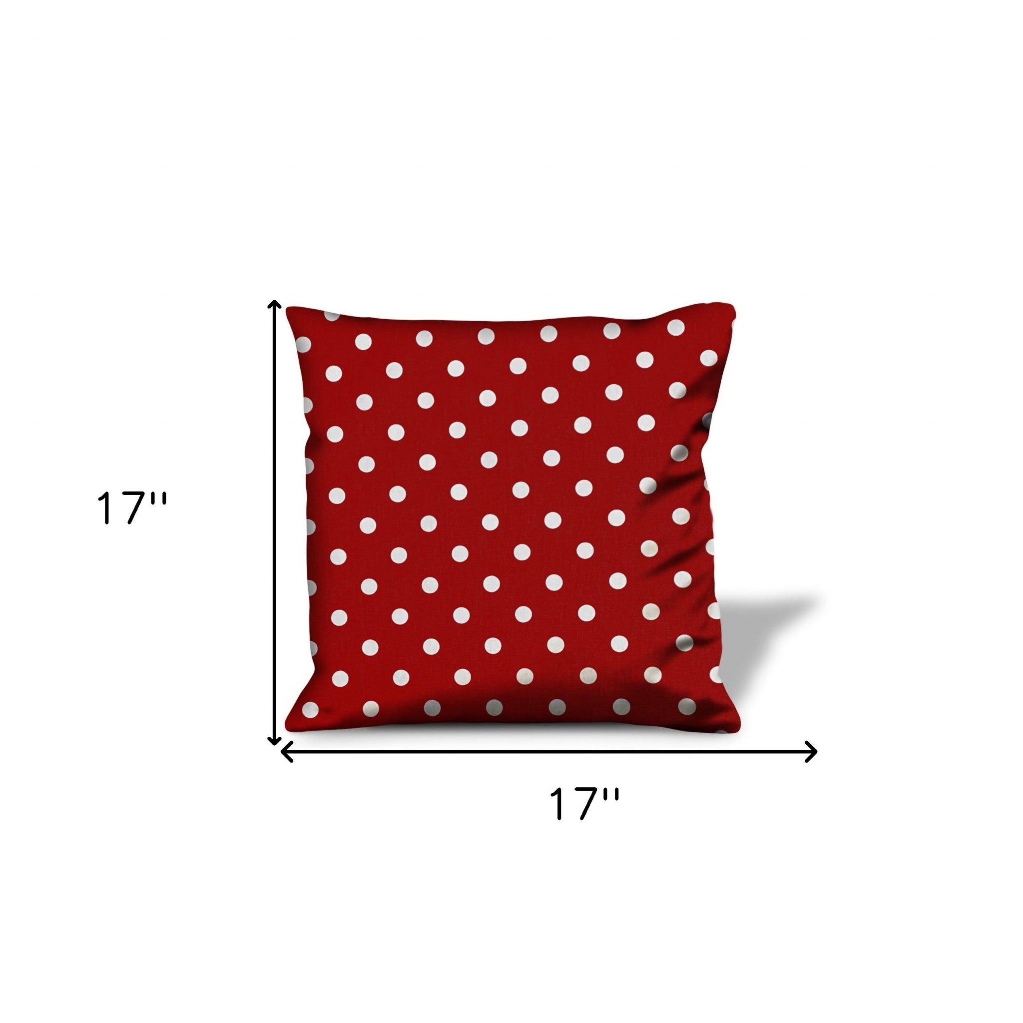 17" X 17" Red And White Zippered 100% Cotton Polka Dots Throw Pillow Cover