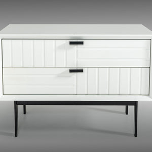 White Matte Contemporary Nightstand with Two Drawers