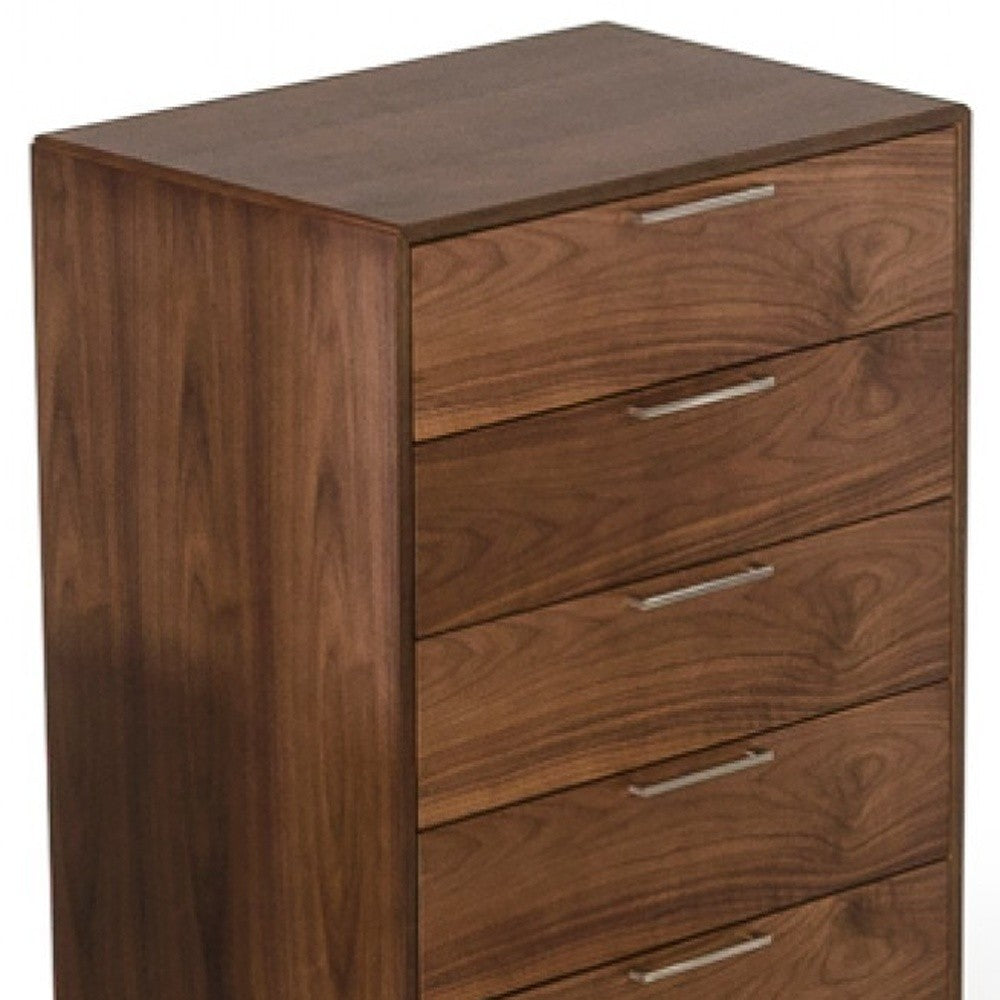 30" Walnut Solid Wood Five Drawer Standard Chest