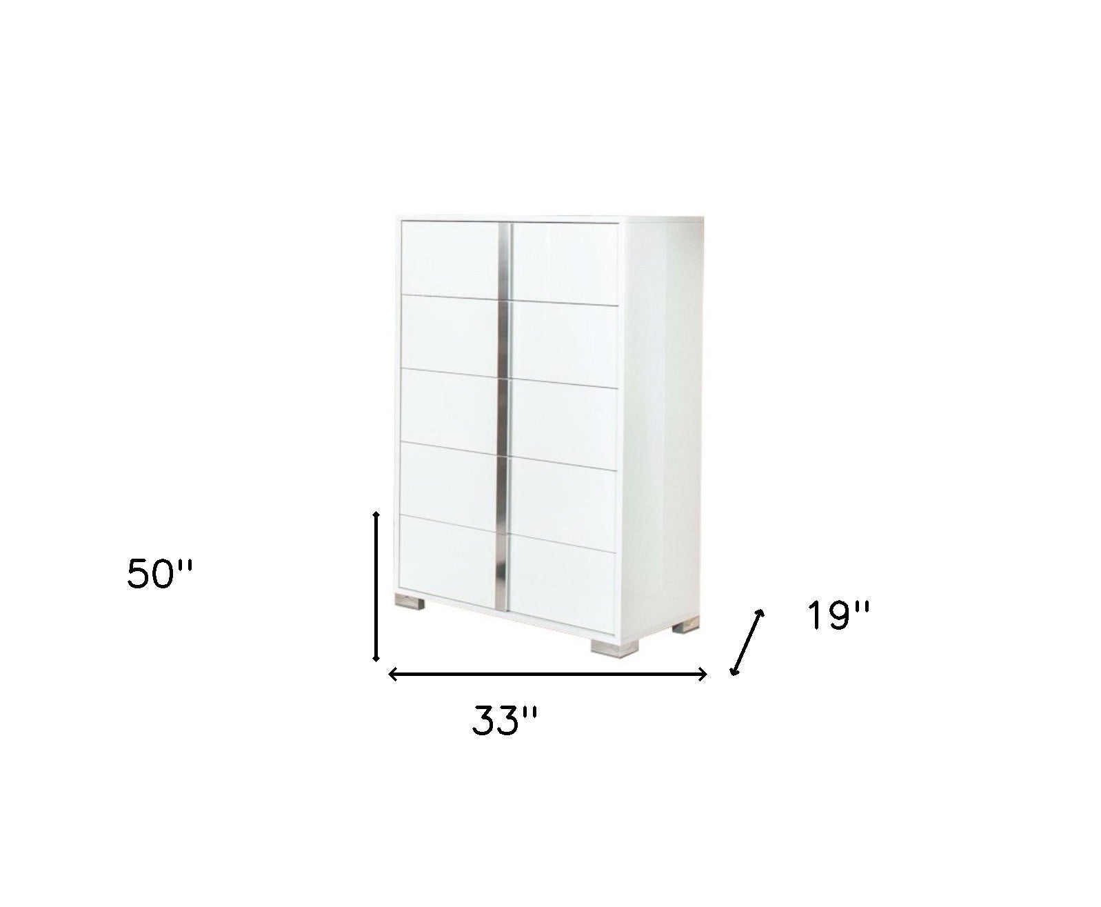 33" White Manufactured Wood Five Drawer Standard Chest