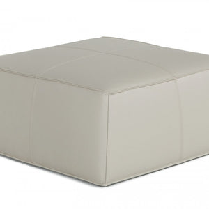 Light Gray Faux Leather Cocktail Ottoman 37"