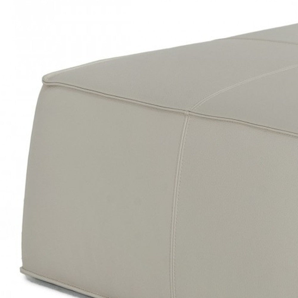 Light Gray Faux Leather Cocktail Ottoman 37"