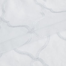 White Trellis Pattern Embroidered Window Curtain Panel 84”