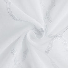 White Trellis Pattern Embroidered Window Curtain Panel 84”