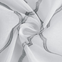Silver Trellis Pattern Embroidered Window Curtain Panel 84”