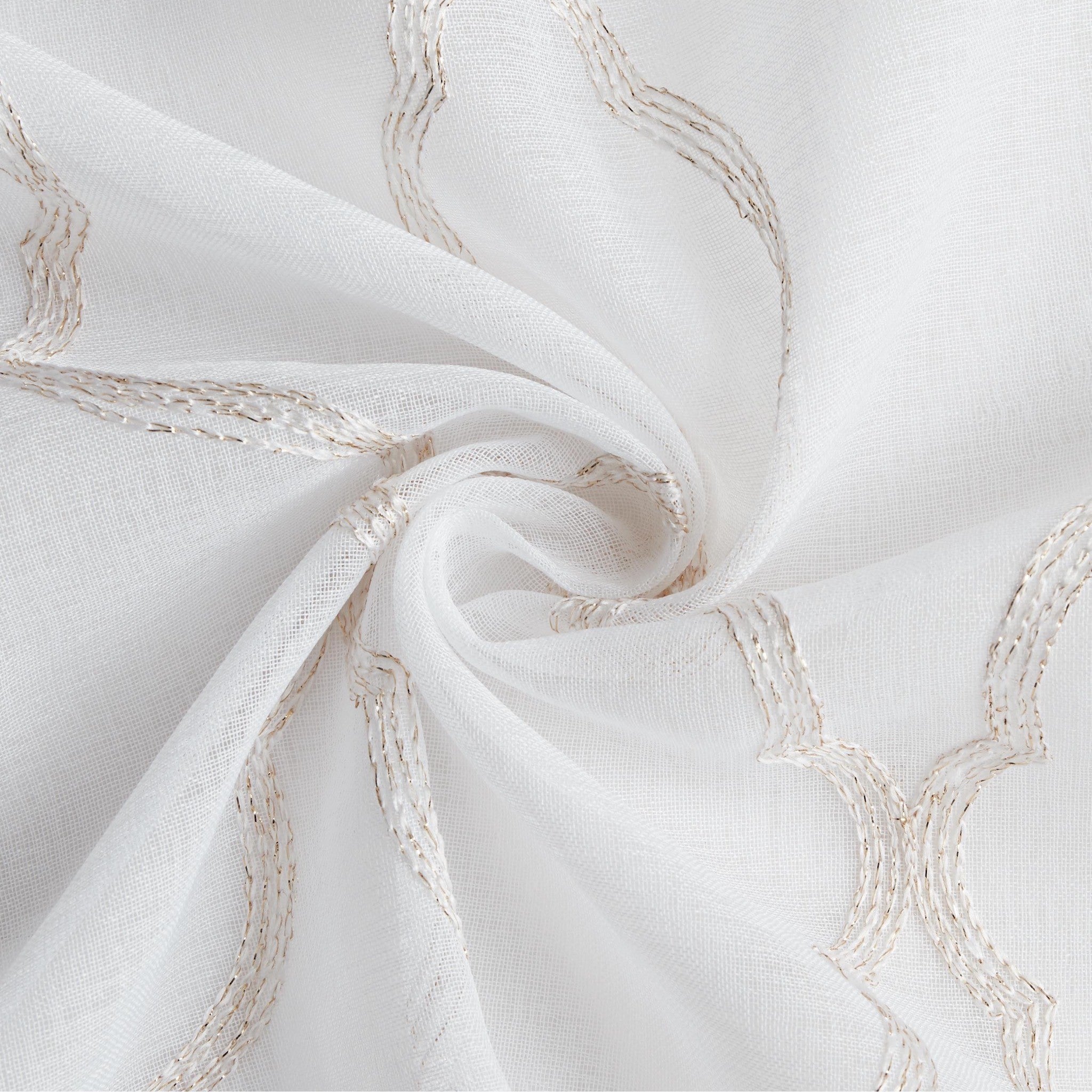 Charcoal Trellis Pattern Embroidered Window Curtain Panel 84”