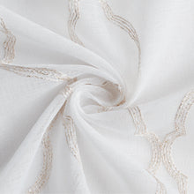 Charcoal Trellis Pattern Embroidered Window Curtain Panel 84”