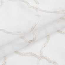 Charcoal Trellis Pattern Embroidered Window Curtain Panel 84”