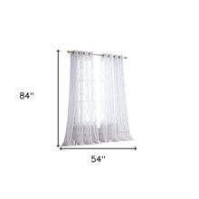 Charcoal Trellis Pattern Embroidered Window Curtain Panel 84”