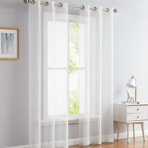 96” White Sprinkled Embellishment Window Curtain Panel