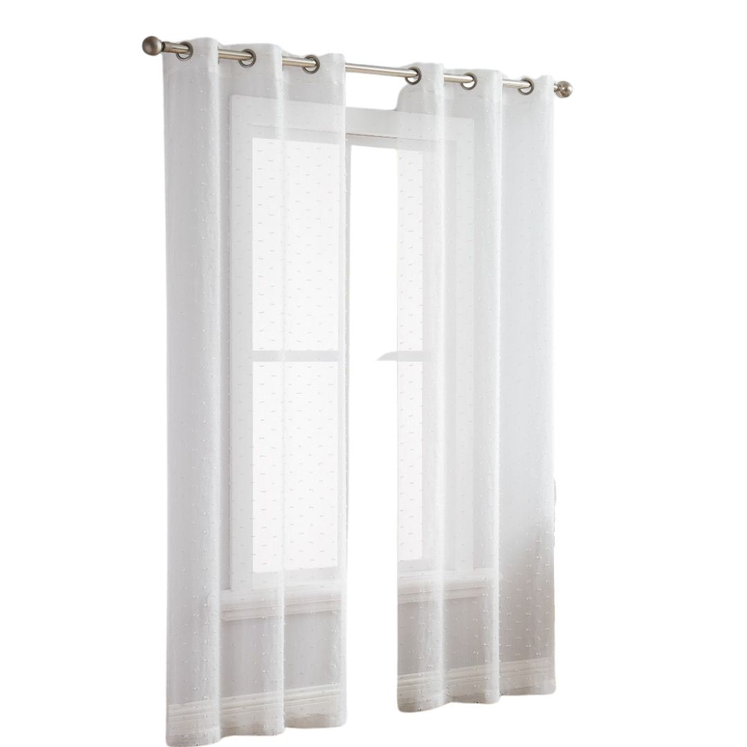 96” White Sprinkled Embellishment Window Curtain Panel