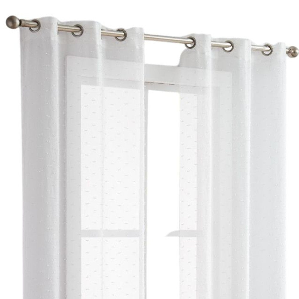 96” White Sprinkled Embellishment Window Curtain Panel