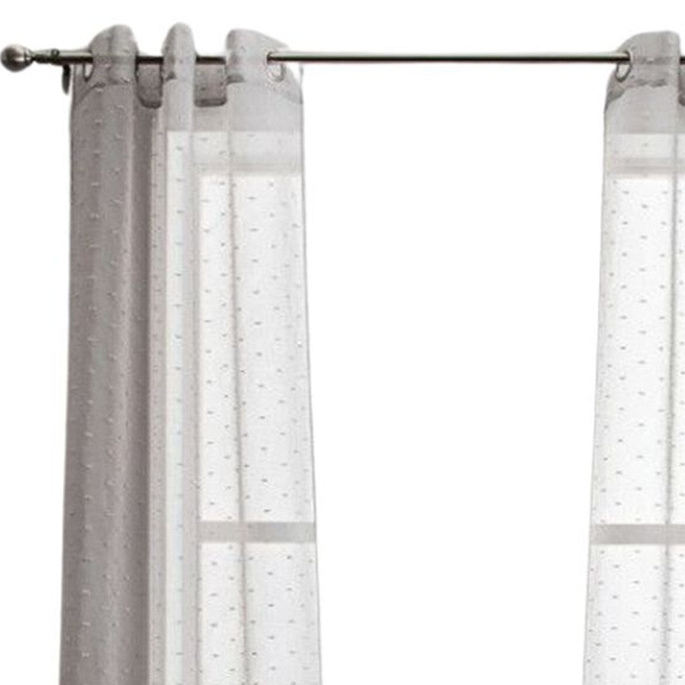 84” Gray Ribbon Embellished Window Curtain Panel