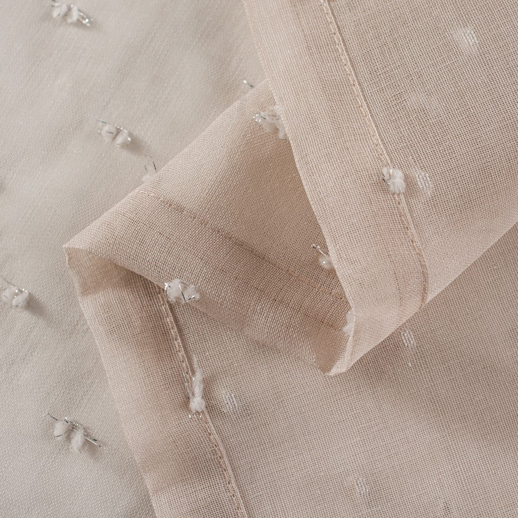 96” Tan Ribbon Embellished Window Curtain Panel