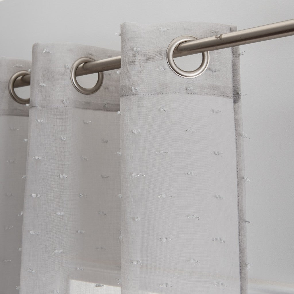 96” Gray Ribbon Embellished Window Curtain Panel