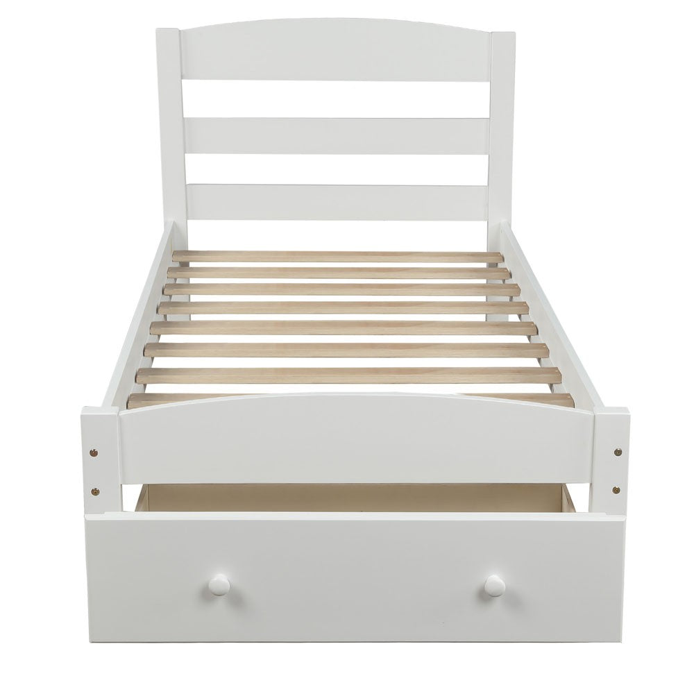Twin White Upholstered Bed