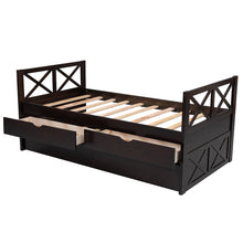 Twin Espresso Upholstered Bed With Trundle