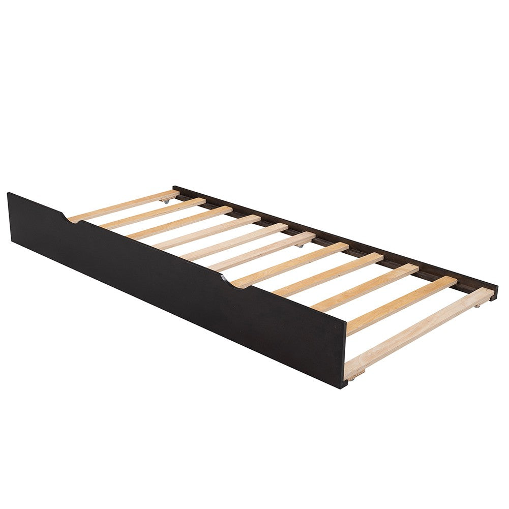 Twin Espresso Upholstered Bed With Trundle