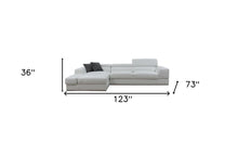 Contemporary White Leather Left Facing Wide Arm Sectional Sofa