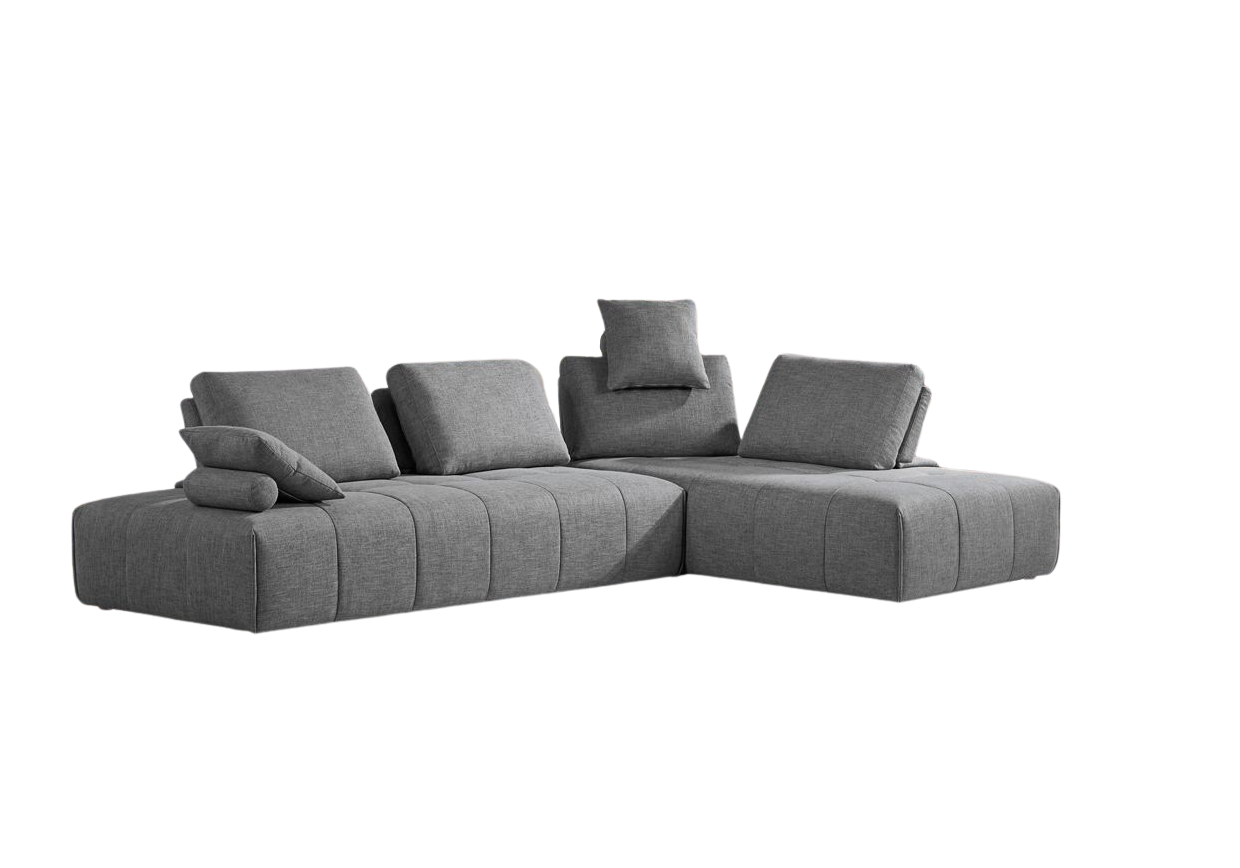 Contempo Gray Fabric Modular Two Piece Sectional Sofa