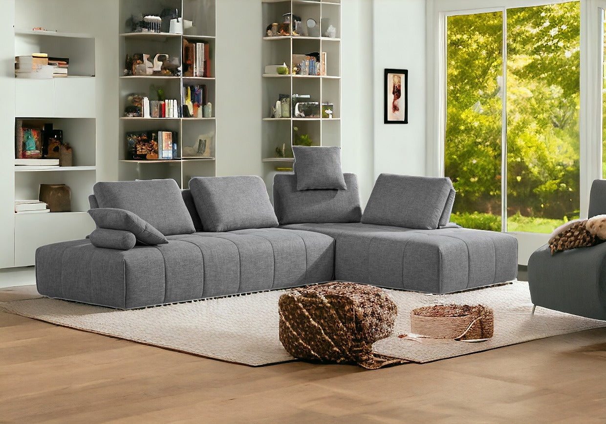 Contempo Gray Fabric Modular Two Piece Sectional Sofa