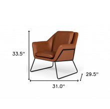 Industrial Brown Eco Leather And Black Metal Chair