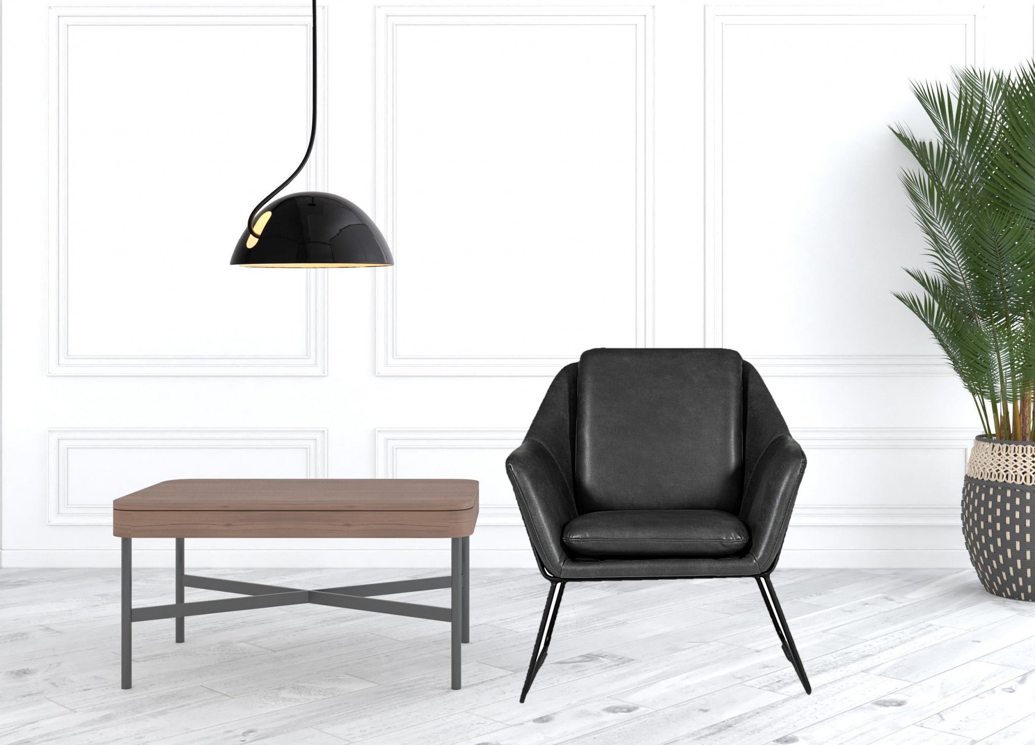 Silla con detalles en negro y piel sintética gris industrial