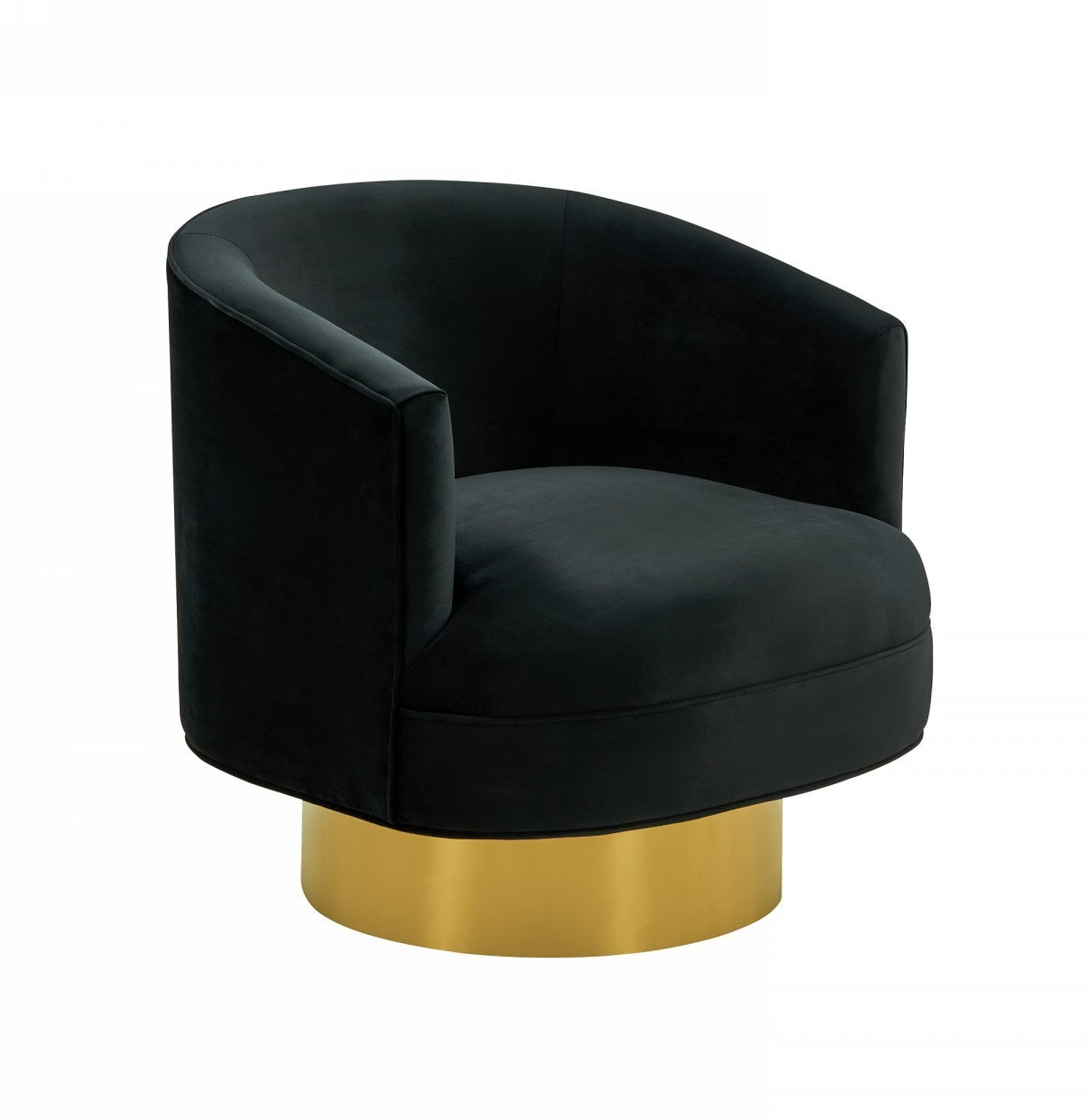 Sillón moderno de terciopelo negro y dorado