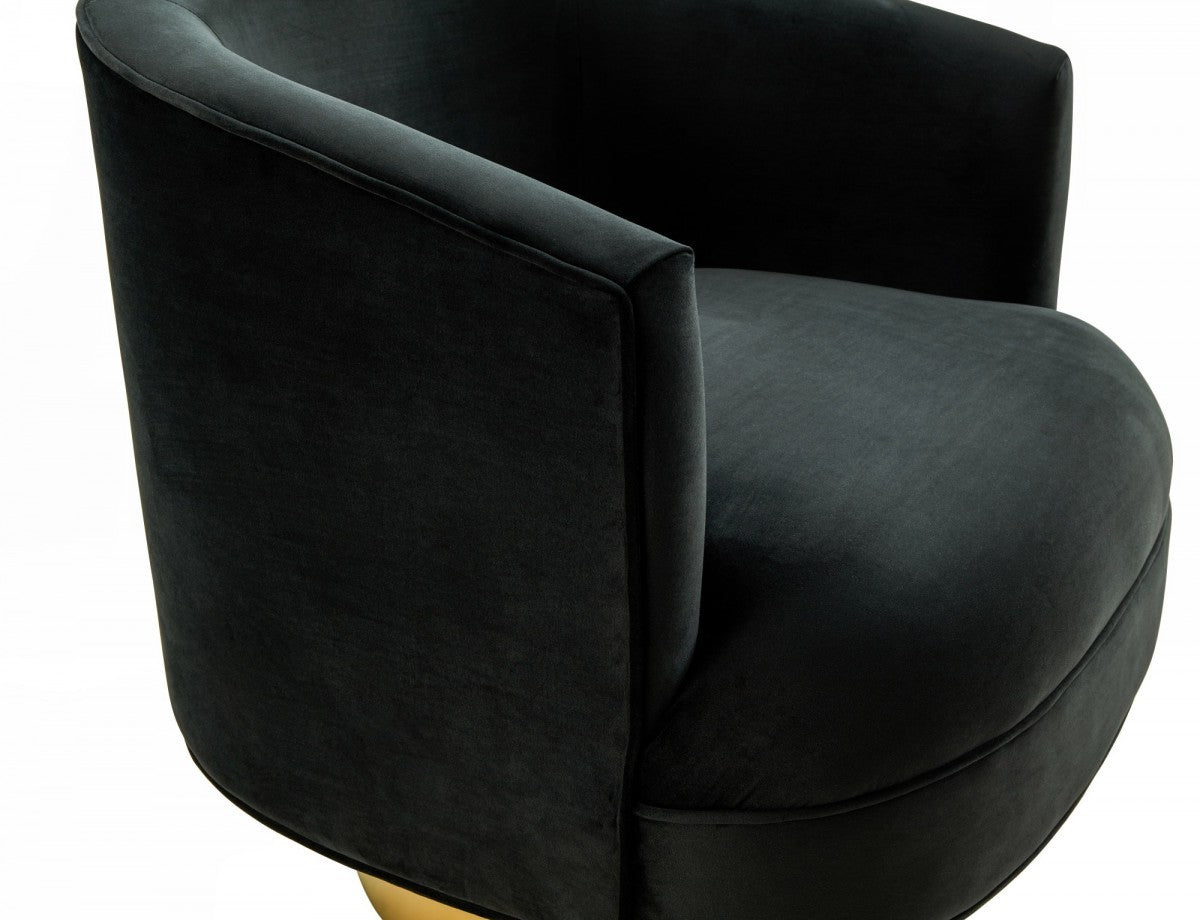 Sillón moderno de terciopelo negro y dorado