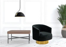 Sillón moderno de terciopelo negro y dorado
