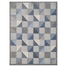 5' X 7' Blue And Gray Geometric Stain Resistant Indoor Outdoor Area Rug