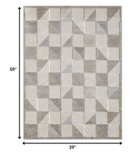 3' X 5' Gray Geometric Stain Resistant Indoor Outdoor Area Rug
