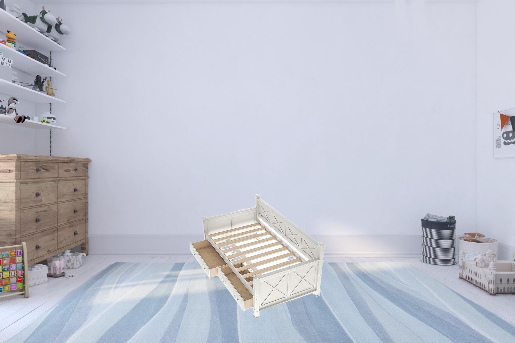 Twin White Two Drawer Bed