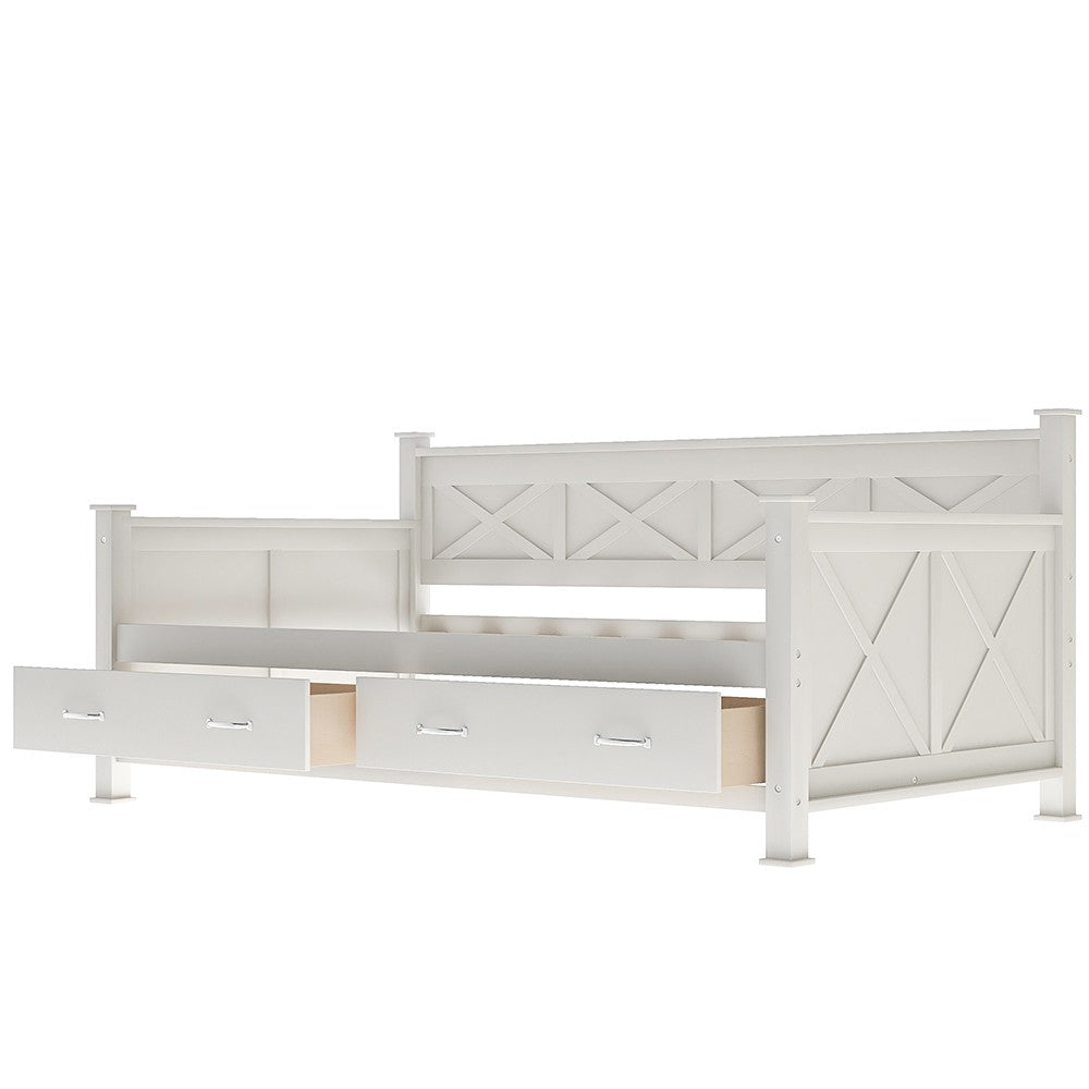 Twin White Two Drawer Bed