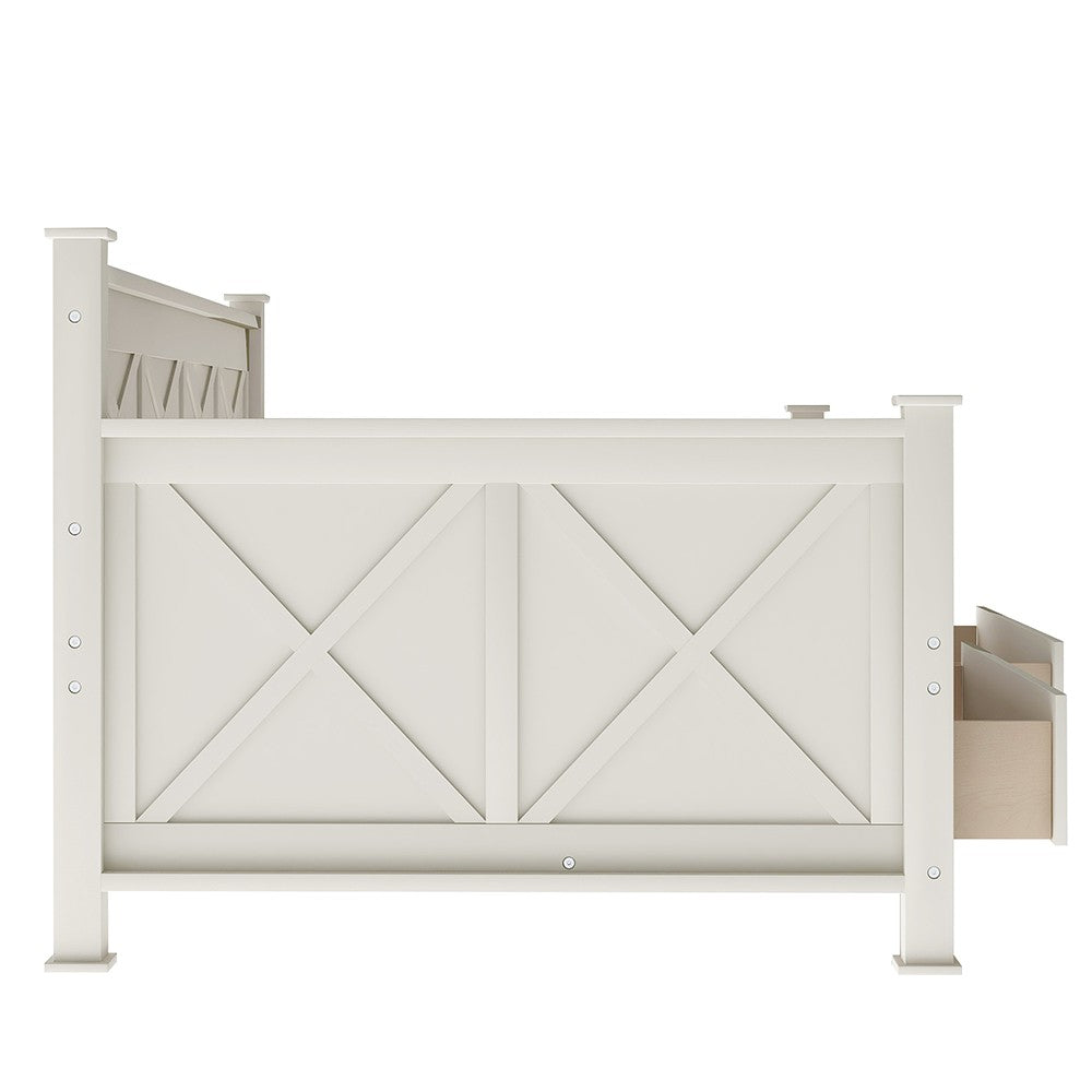 Twin White Two Drawer Bed