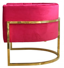 Glam Pink and Gold Channel Tufted Velvet Accent Chair