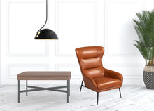 Industrial Orange Leather And Metal Lounge Chair