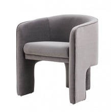 Contemporary Dark Gray Velvet Three Legged Chair 28