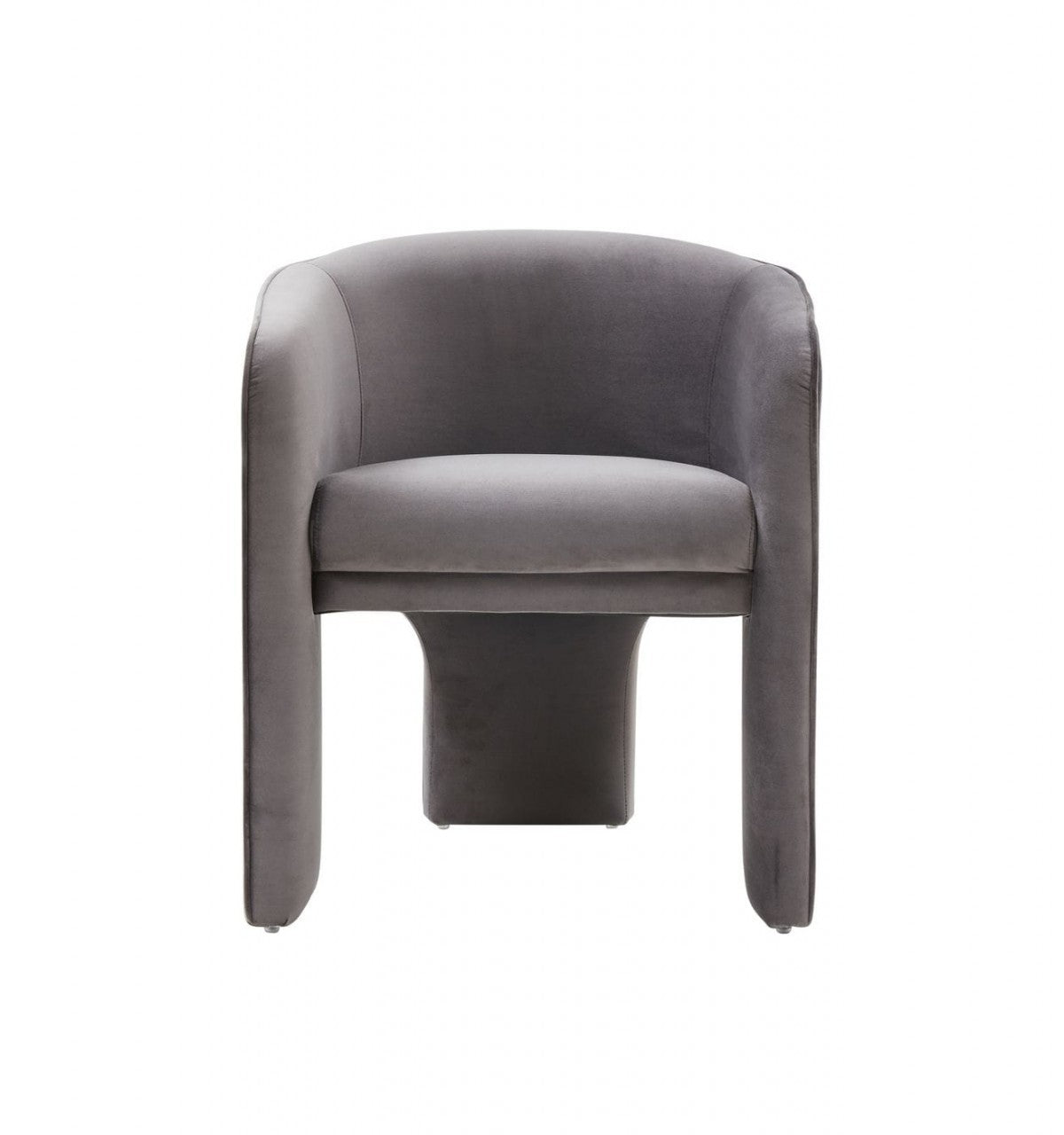 Contemporary Dark Gray Velvet Three Legged Chair 28"