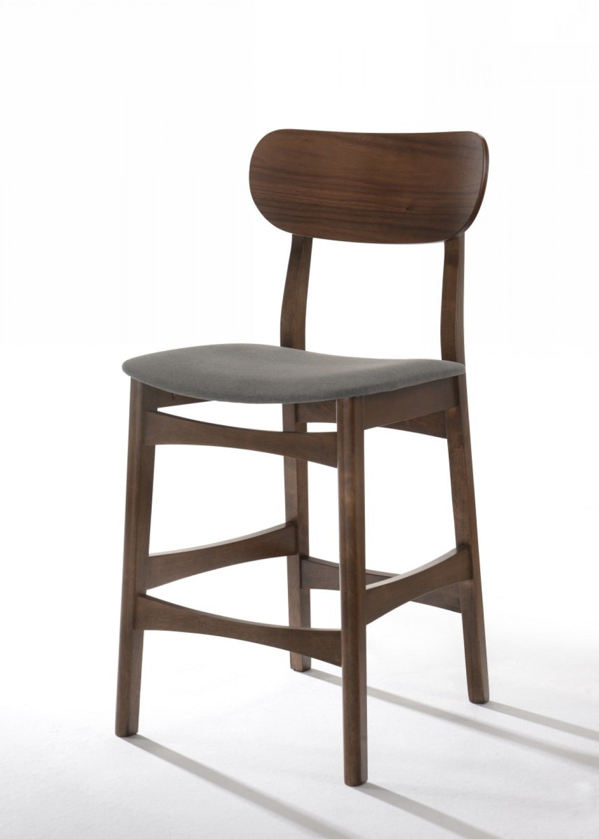 Set Of Two 38" Grey Brown Bar Height Low Back Bar Chairs With Footrest